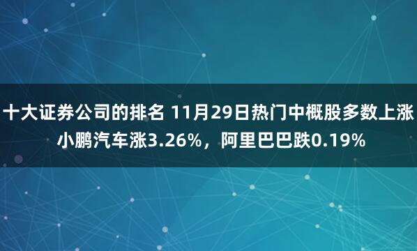十大证券公司的排名 11月29日热门中概股多数上涨 小鹏汽车涨3.26%，阿里巴巴跌0.19%